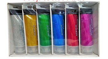 Vopsea Acrilică cu sclipici 50ml 6culori C0147 foto