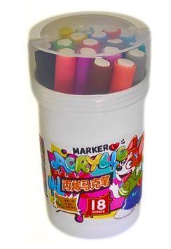 Marker Acrylic &icirc;n cutie plastic rotundă Cățeluș vesel 18 culori C0087 foto