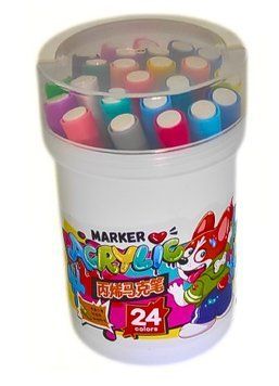 Marker Acrylic &icirc;n cutie plastic rotundă Cățeluș vesel 24 culori C0086 foto