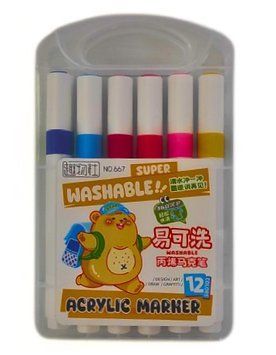 Marker Acrylic Super Lavabile 12 culori C0108 foto